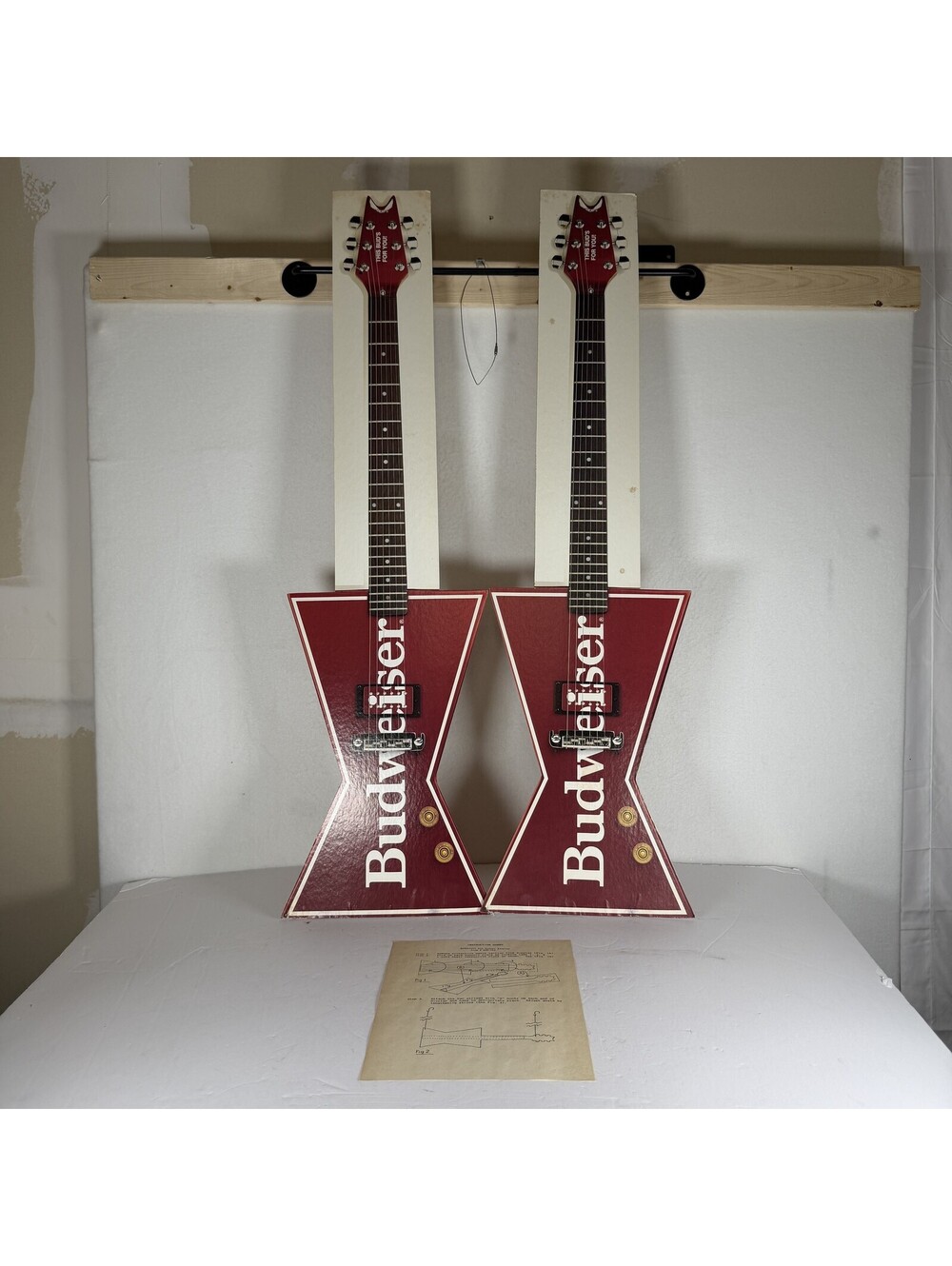Vintage Budweiser Air Guitar Cardboard Display Lot w/ Instructions Breweriana